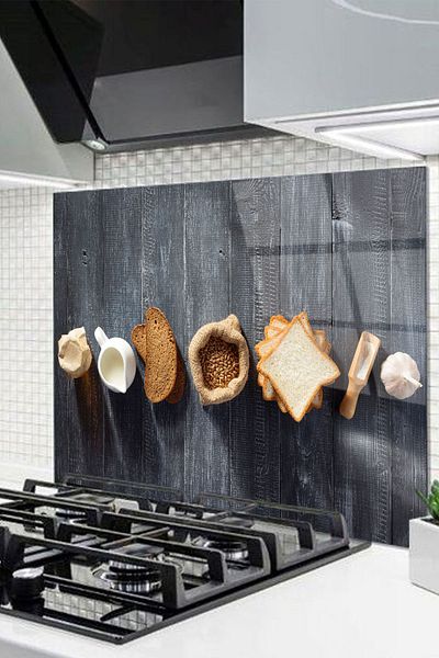 Olinpa 76X49,5 cm Glass Stove Back Protector Countertop Built-In Back Protector Breakfast