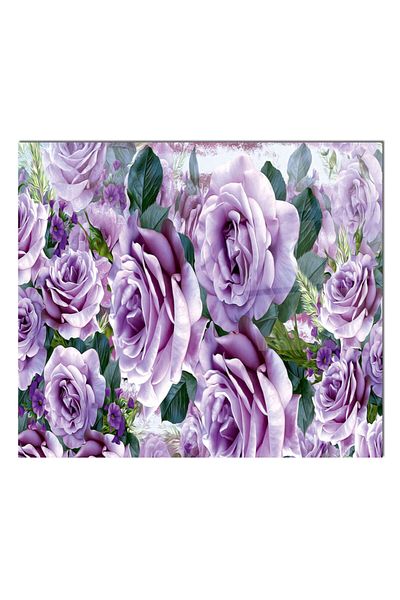 Olinpa 50X50 cm Glass Stove Back Protector - Countertop Built-In, Floral Pattern