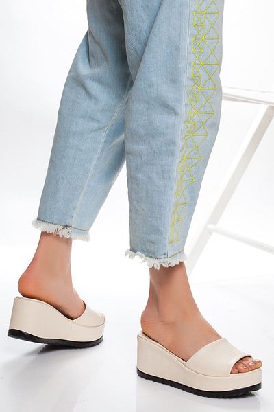 derithy Feta Filled Heel Coated Poly Sole Orthopedic Comfort Summer Slippers Sandals Shoes-beige