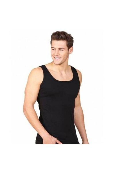 Berrak Men's Black Cotton Undershirt 3 Pieces
