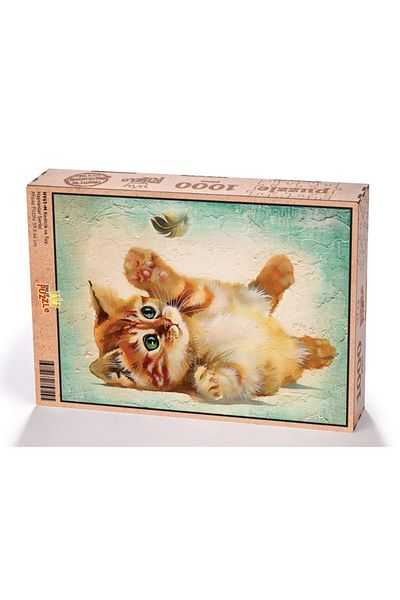 King Of Puzzle Kitten And Feather Wooden Puzzle 1000 Pieces