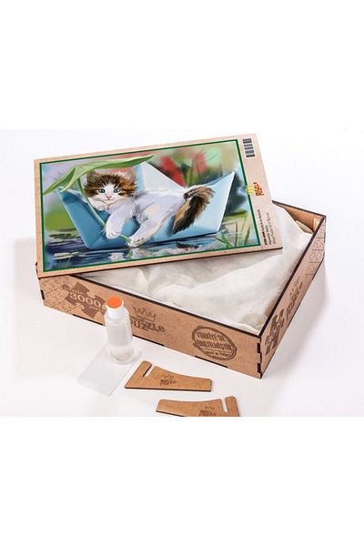 King Of Puzzle Kitten And Shipboy Wooden Puzzle 3000 Pieces
