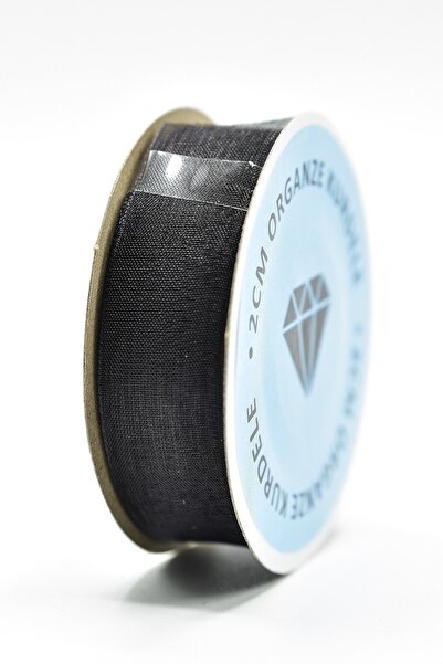 E Elmas شريط أورجانزا أسود (2 سم - 20 م)