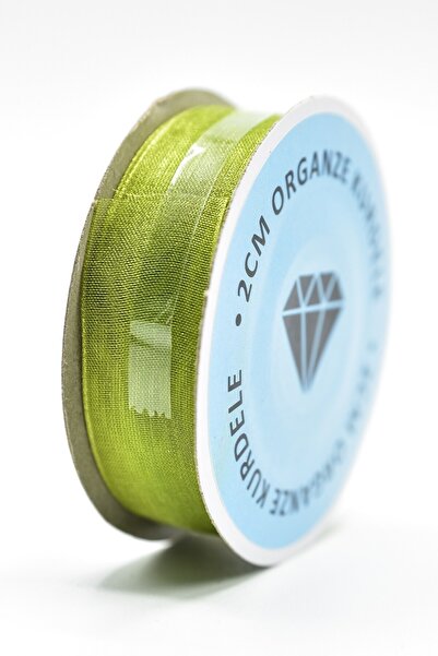 E Elmas Yağ Yeşili Organze Kurdele (2cm-20m)