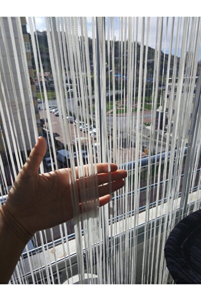 AKÇA TEKSTİL Rope Model Cream Color Rope Curtain with Buttoned Rope Curtain in 2 Mm Strips