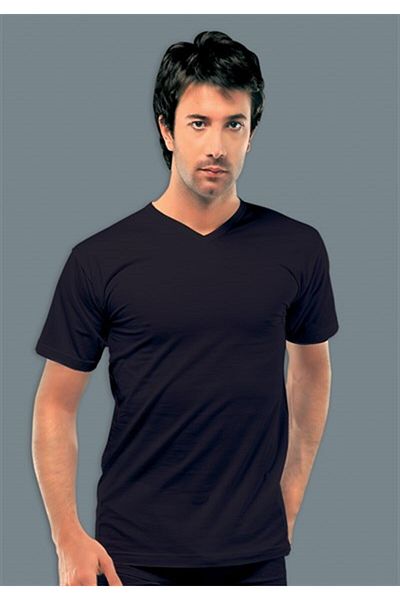 Berrak Men's Black V-Neck Short Sleeve Elastane Tank Top