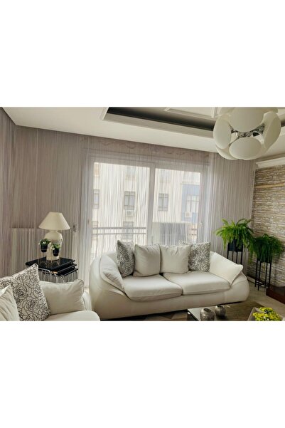 AKÇA TEKSTİL Κουρτίνα από κορδόνι μοντέλο Λευκό Χρώμα Κουρτίνα από κορδόνι 300*270 cm 2 mm Κουρτίνα από κορδόνι με κουμπιά που συνδέονται σε λωρίδες