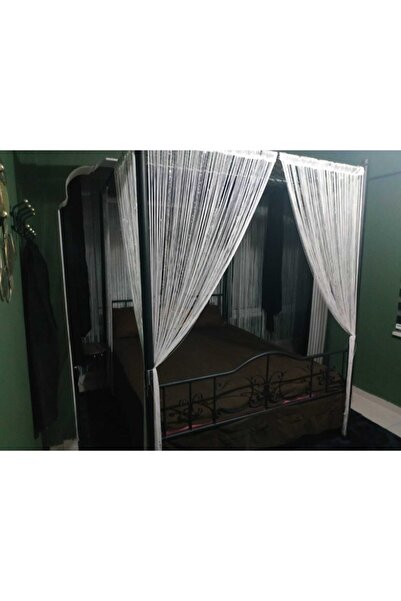 AKÇA TEKSTİL Κουρτίνα από κορδόνι μοντέλο Λευκό Χρώμα Κουρτίνα από κορδόνι 300*270 cm 2 mm Κουρτίνα από κορδόνι με κουμπιά που συνδέονται σε λωρίδες