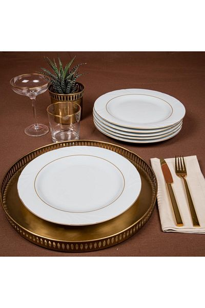Güral Porselen Soprano Gold 23 - 6 Pieces 25 cm Serving Plates