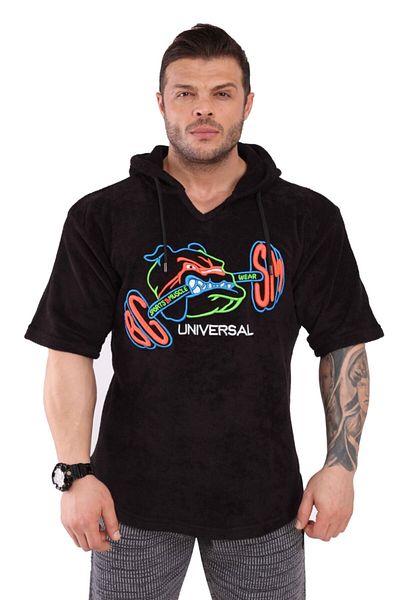 Big Sam Men's Black Hooded Towel Training T-Shirt 3267