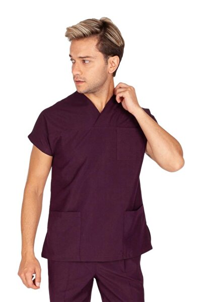 VEHBİ Men's Doctor Nurse Uniform Scrubs Lycra Stretch Fabric Hospital Duty Si...