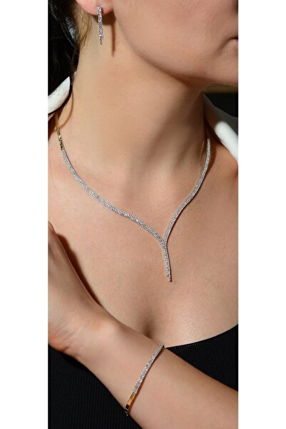 Güler Kuyumculuk Altın Suyolu Taşlı Set