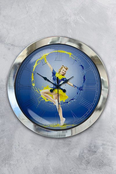 Kasva Concept Gift 36 cm Chrome Metal Water Wall Clock