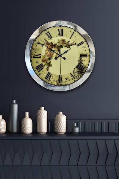Kasva Concept Gift 36 cm Chrome Metal Nostalgia Wall Clock