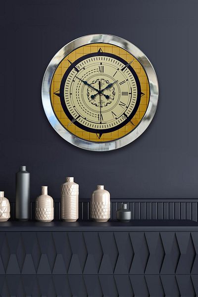 Kasva Concept Gift 36 cm Chrome Metal Compass Wall Clock