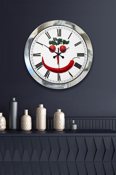 Kasva Concept Gift 36 cm Chrome Metal Kitchen Wall Clock