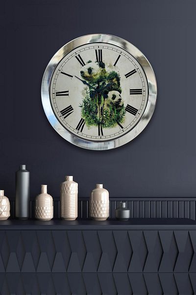 Kasva Concept Gift 36 cm Chrome Metal Animal Wall Clock