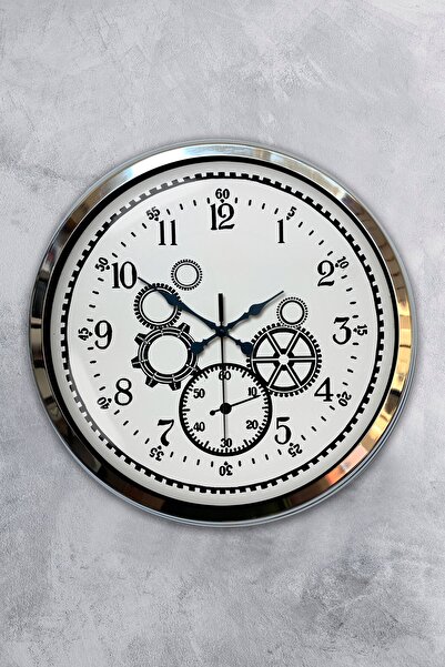 Genel Markalar Hediyelik Ofis 40 Cm Krom Metal Mekanik Duvar Saati