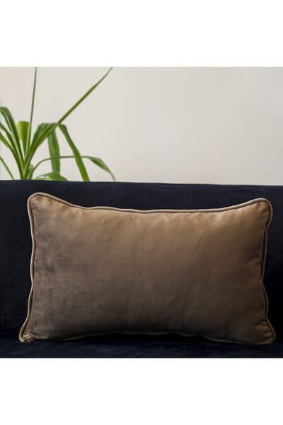 Fabricland غطاء وسادة من الحرير المخملي المستورد بلون بني فاتح مقاس 30 × 50 سم