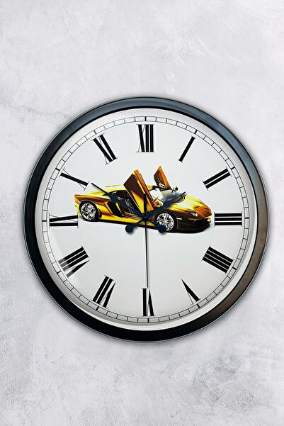 Platin Saat هدية ساعة حائط سيارة معدنية سوداء مقاس 40 سم