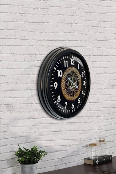 Kasva Concept Ceas de perete scris Allah din metal negru de 40 cm
