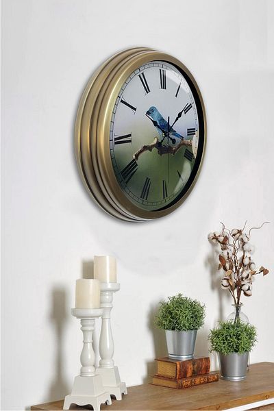 Kasva Concept 40 cm Antique Metal Bird Gift Wall Clock