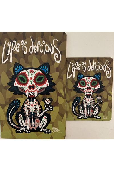 Tekir Kitap دفتر ملاحظات Life Is Delicious مكون من قطعتين