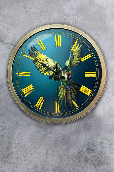 Kasva Concept 40 cm Tumbled Metal Parrot Wall Clock