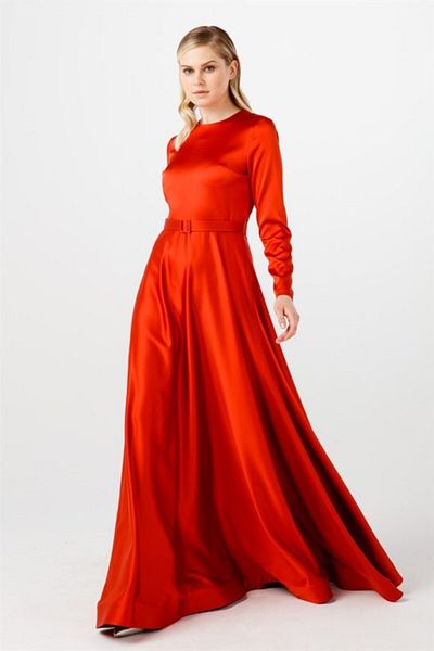 Esswaap Women's Red Caramel Mevlana Evening Dress