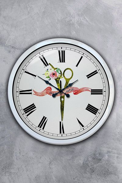 Kasva Concept Gift 40 cm White Metal Hairdresser Wall Clock