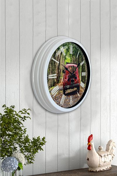 Kasva Concept Gift 40 cm White Metal Fiat 500 Wall Clock