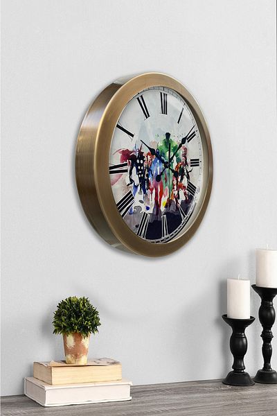 Kasva Concept 36 cm Tumbled Metal Super Heroes Wall Clock
