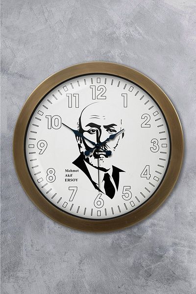 Kasva Concept 36 cm Antique Metal Mehmet Akif Ersoy Wall Clock