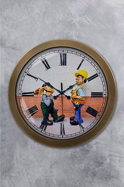 Kasva Concept Gift 36 cm Antique Metal Construction Wall Clock