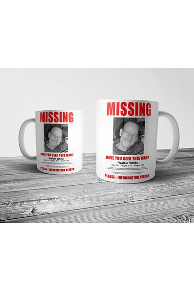 Pixxa كوب ملصق أبيض من Breaking Bad Missing Walter