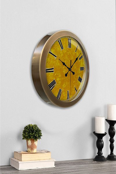 Kasva Concept Gift 36 cm Antique Metal Yellow Wall Clock