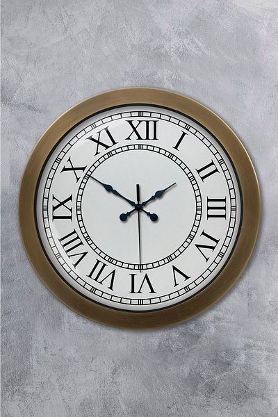 Kasva Concept Gift 36 cm Antique Metal Roman Numeral Wall Clock