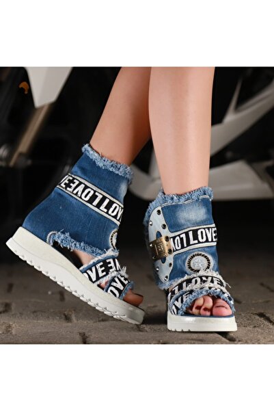 StarBlueMooN Women's Strappy Denim Sandals