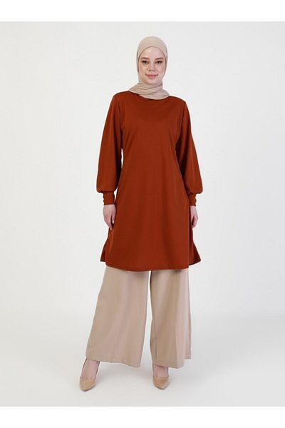 ZENANE Women's Tan Sleeve Detailed Tunic