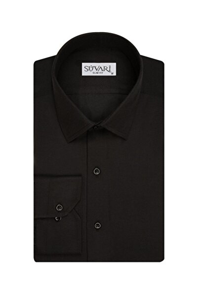 SÜVARİ Slim Fit Armür Desenli Erkek Gömlek