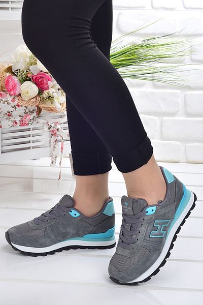 Hammer Jack Z19250 Genuine Nubuck Leather Casual Sports Shoes Grey-turquoise