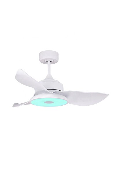 Alsanfan Melodi Beyaz Bluetooth Hoparlör Rgb Led Aydınlatmalı Tavan Vantilatörü 91cm