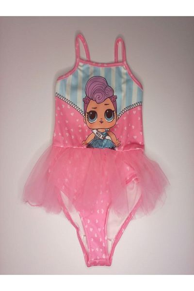 PODİUM GİYİM New Season Girl's Lol Printed 100% Cotton Tulle Swimsuit