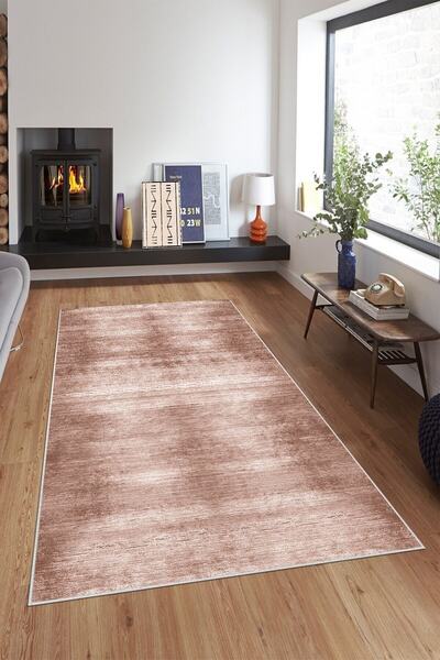 on the clouds Kahverengi Batik Desen Renk Geçiş Yıkanabilir Kaymaz Taban Leke...