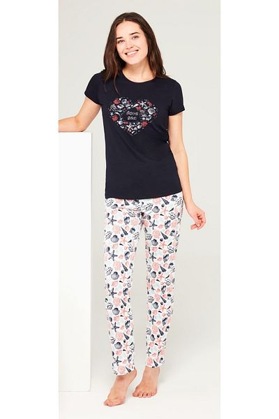 Mod Collection Women's Navy Blue Love Sea Pajama Set