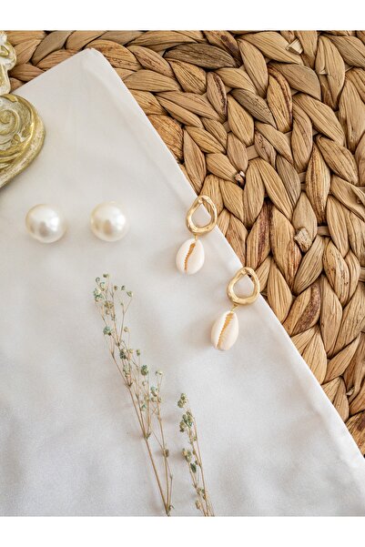 BeuBella Aksesuar Gold Seashell Earrings