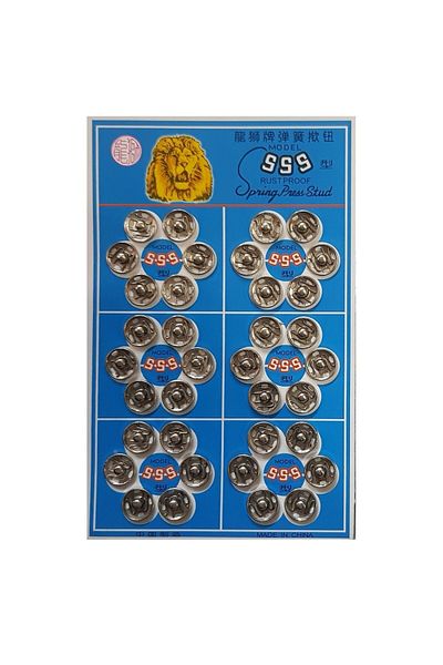 tuhafiyecimiz Metal, Strut Snap Button No1 (10mm) 36 Pieces Silver