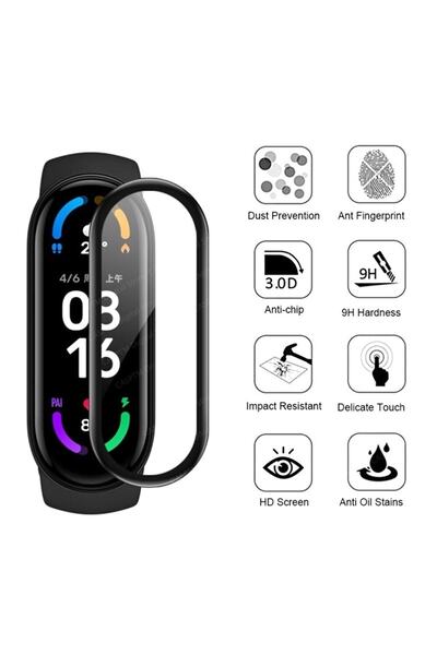 mimtec Xiaomi Mi Band 6 Compatible Fully Covering Black Edge Unbreakable 5d Nano Glass High Quality Screen Protector