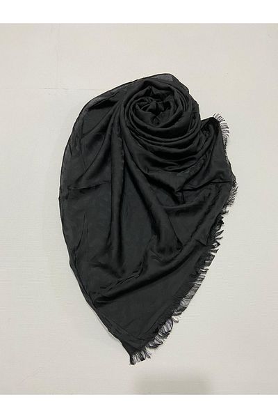 Ela Şal Women's Cotton Silk Blended Black Voile Shawl