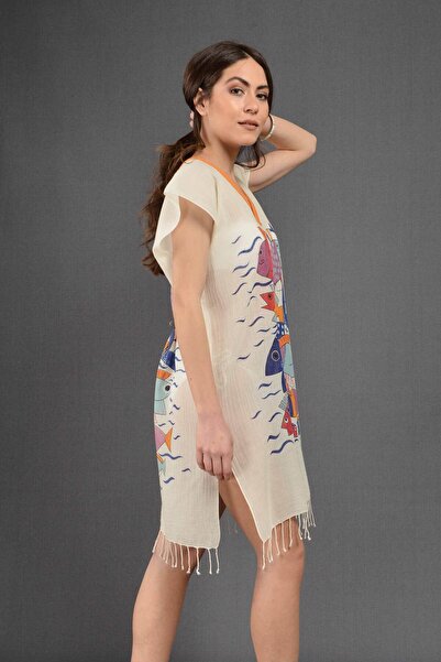 Dosimira Modern Fishnet 100% Cotton Collar Pareo / Beach Dress